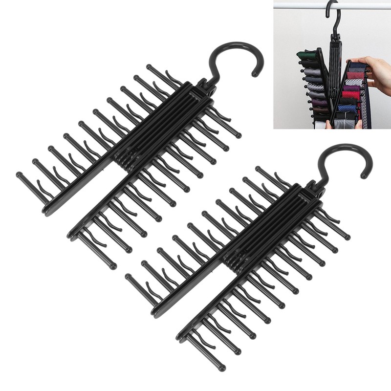 2PCS Closet Necktie Rack Tie Storage Display Hanger with 360