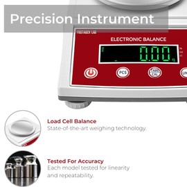 American Brand Fristaden Lab Balance | 2000g x 0.01g | Round Pan + Enclosure | Scientific Scale | Upgraded Load Cell Sensor | Centigram Scale | Lab Scale | 1 YR Warranty | Laboratory Scales