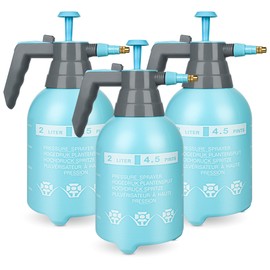 3 Pcs 1/2 Gallon Plastic Handheld Pump Sprayer – Garden Pressure Sprayer Bottle with Adjustable Nozzle for Plants, Cleaning, Household Tasks –Blue