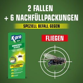 K.PRO VERT - Fly Traps - Effective: Up to 75% of flies are caught within 48 hours - Discreet traps - 2 traps + 6 refills