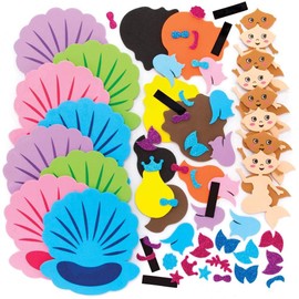 Baker Ross FE168 Mermaid Mix & Match Magnet Kits - Pack of 8, Magnets for Kids, Fridge Magnet for Children, Make Your Own Magnets Craft Kit