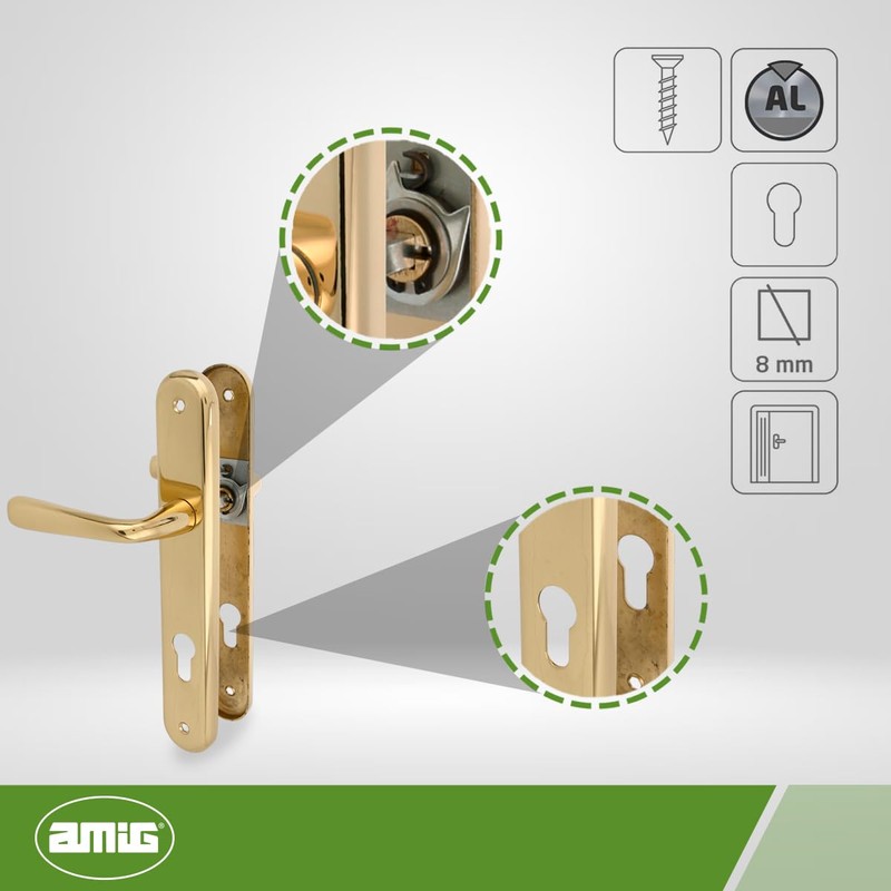 Amig - Brass Door Handle Set - Model 252PB85-250x40mm -
