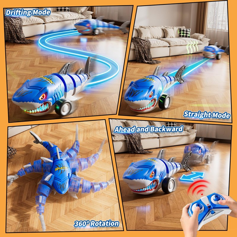 JUKUDAHU Remote Control Shark Toys for Kids Ages 5-7, Rc
