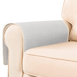 Guken Armrest Covers for Arms, Sofa Arm Covers for Living Room Loveseat Sofa Couch Recliner Armchair Slipcover Sofa Arm Protector for Pets, Set of 2 Textured Linen Woven Look Lace Edge, Silver Grey