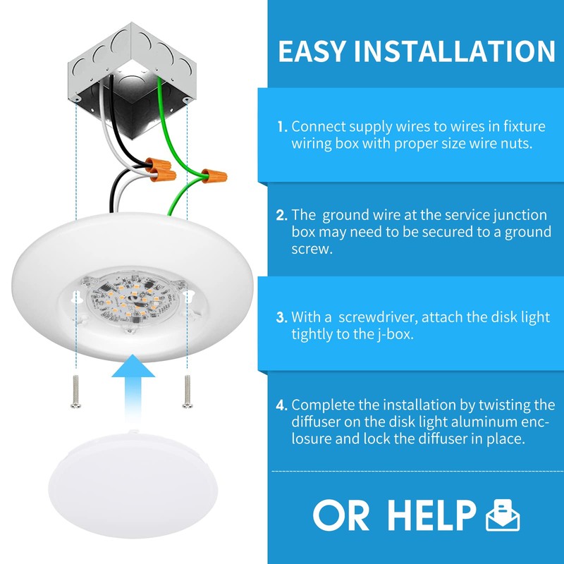 ECOELER 4 Inch LED Disk Light, Dimmable Flush Mount Ceiling