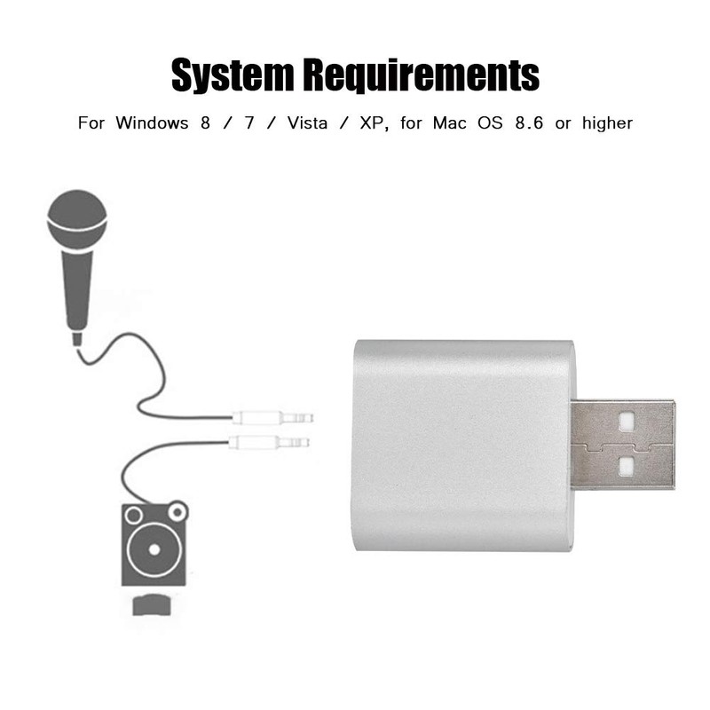3D Stereo Sound Card, USB 2.0 Audio Adapter, 7.1 Channel