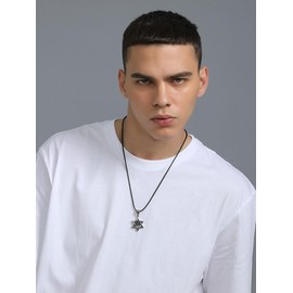 Leather Necklace Cord Mens Braided Necklace Black Rope Necklace Chain Men Necklace String Pendant Cord Necklace String with Clasp