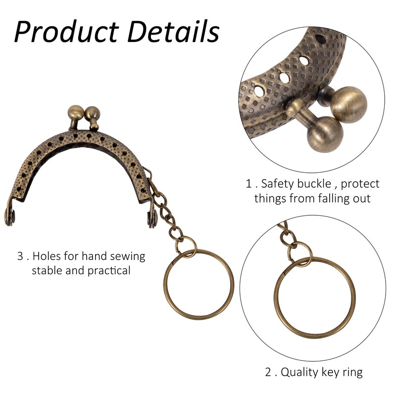Kiss Clasp Lock Retro Metal Purse Frames 5cm Semicircular Embossed