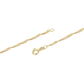 NKlaus Singapore Chain 42 cm 333 Yellow Gold 8 Carat Elegant Necklace Filigree Width 1.2 mm Necklace 1 g Feather Light 9008, Gold