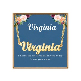 Ldurian Custom Name Necklace | Virginia Name Pendant Necklace Gifts | Birthday Jewelry Gift for Women's Pendant Necklaces