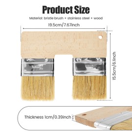 Double Paint Brush U Shaped Double Color Brush Reusable Head Painting with Wood Handle Color 7.68 Inch Wall Paint for Painting