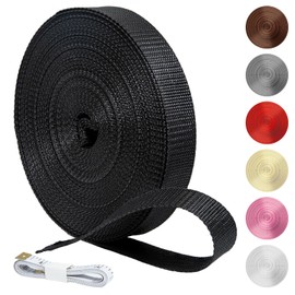 KINETOX 20m Black Webbing Strap 30mm Polypropylene Webbing Strap Heavy Duty Anti-Slip UV Resistant Twill Tape Fabric for DIY Enthusiasts Campers to Repair Bags Pet Leashes Camping Gear and Luggage