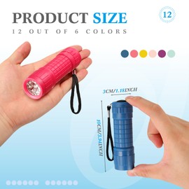 Rossesay 48 Pcs Mini Small Flashlights Bulk with 144 AAA Batteries and Lanyard Mini Assorted Color Handheld 9 LED Flashlights for Night Reading Kids Camping Class Teaching Party Emergency Hunting