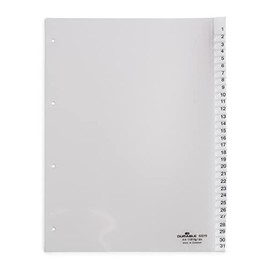 Durable 681919 A4 Portrait Index Set with Printed Inserts and 31 Division Sheets - Transparent