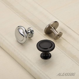 Alzassbg 25 Pack Matt Black Cabinet Knobs, 1-1/4 Inch Diameter Kitchen Cabinet Hardware Round Knobs for Cabinets and Drawers AL6012MB