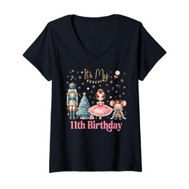 Womens Nutcracker Birthday Girl Party Xmas Costume V-Neck T-Shirt