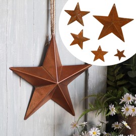 VGOL 30pcs Metal Rusty Barn Star Vintage Country Hanging Star with Hole 25mm 40mm 50mm 60mm 100mm 5 Size for DIY Crafts Vintage Farmhouse Home Door Wall Decor