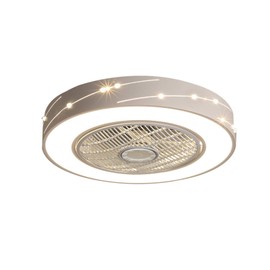 Modern LED Ceiling Fan with Lights,22 Inch Dimmable Ceiling Fans Lighting for Bedroom Living Room, Low Profile Electric Silent Fan Flush Mount,7 Invisible Blades, w/Remote Control (WHITE)