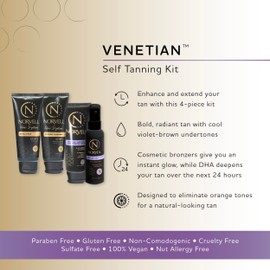 Norvell Venetian Self Tanner Maintenance Kit – Enhance Your Tan with Sunless Exfoliator 2.5 oz, Facial Tanning Mist 2 oz, pH Balancing Cleanser & Gradual Tanner 2.5 oz