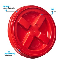 Consolidated Plastics Food Grade Gamma Seal Lids for 3.5, 5, 6 and 7 Gallon Buckets (12 Pack) BPA Free Reusable Pail Lids, Durable HDPE, Made in USA (Red)