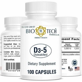 Biotech Vitamin D3 5 Cholecalciferol 5000IU Bone & Joint Support 100ct 2 Pack
