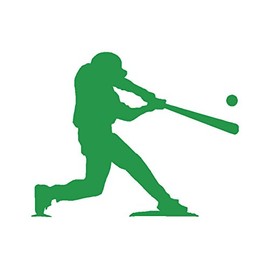 STICKER DAD Baseball Player at Bat V1 Vinyl Decal by StickerDad® - Size: 3.5", Color: Green - Windows, Walls, Bumpers, Laptop, Lockers, etc.