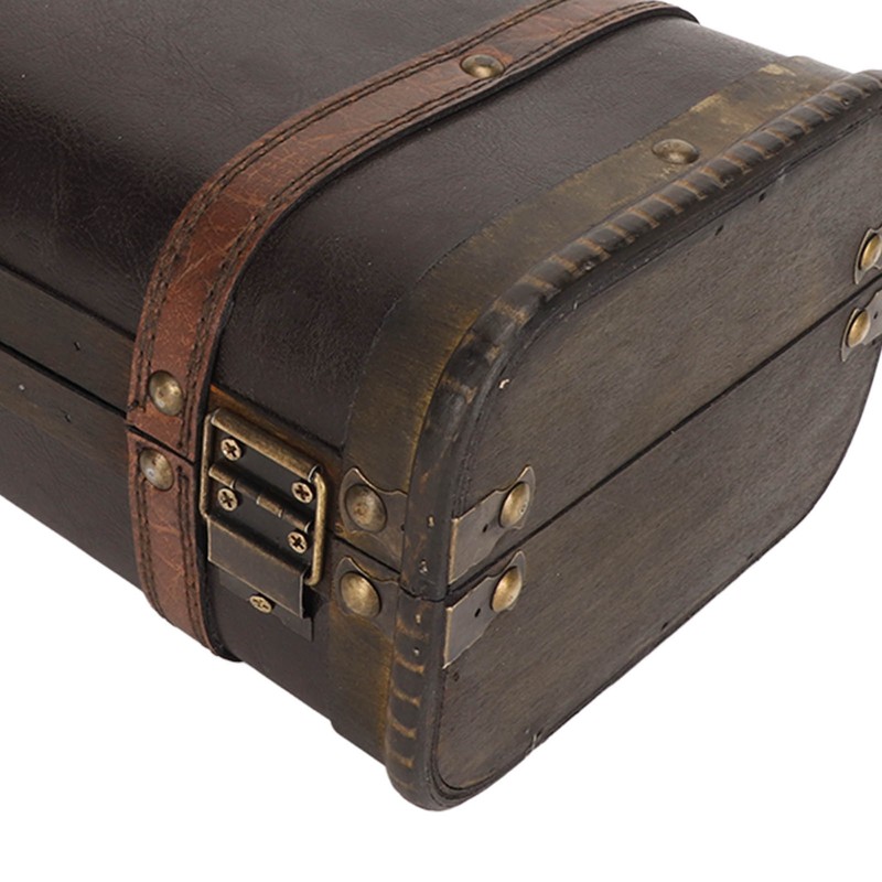 Retro Wooden Suitcase Home Party Artificial Leather Jewelry Necklace Storage