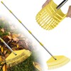 Leaf Rake,Unbreakable Nylon Graden Rake for Lawn,16.5” Wide,45” Long Handle,Yard