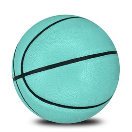 MINDCOLLISION 5/6/7 Smile Basketball, PU Soft Leather Basketball, Good Dribbling and Shooting, Birthday, Suitable for Indoor and Outdoor Play, Tiffany Green, No. 7