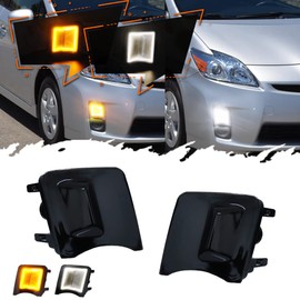 TurningMax For 2010 2011 Toyota Prius Front bumper Turn Signal Lights Parking Lamps Switchback 2 in1 Amber/white Led Smoked Lens 8151147020, 8151147022