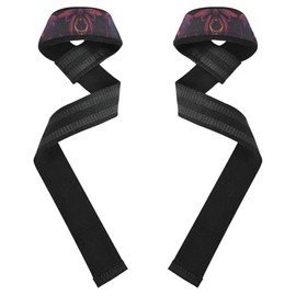 Correas góticas de levantamiento de arco rojo y negro, 26 pulgadas, antideslizantes, accesorios de gimnasio para levantamiento de pesas, gimnasio, peso muerto, entrenamiento munequeras para