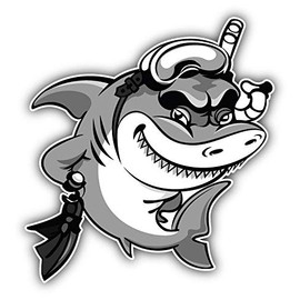 Magnet Shark Diver Cartoon Window Truck Car Vinyl Flexible Magnet Magnetic Bumper Sticker 5'' x 5''