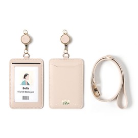 ekax ID Card Holder, Name Holder, Vertical Type, Built-in IC Separator, RFID Telescopic Reel, 2 Card Slots, Adjustable Length, Employee ID Card Holder, Double-Sided Reaction Type, Interference Error