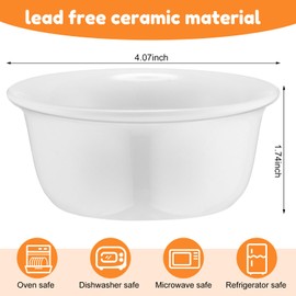 Rossesay 40 Pcs Ceramic Butter Warmers for Seafood Set 4.7oz 8 Pcs Butter Warmer with 32 Tealight Candles for Chocolate Cheese Fondue Melting, Dishwasher Safe, Microwave Safe, Oven, White