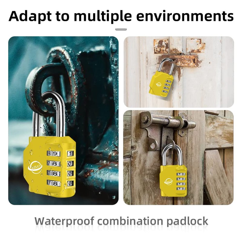 SISAV 4 Digit Combination Lock,Gym Padlock,Outdoor Combination Padlock,Suitable for School