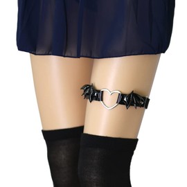 YunPeng Women's Adjustable Leather Garter Gothic Punk Heart Leg Thigh Harness Garter 2pcs Red