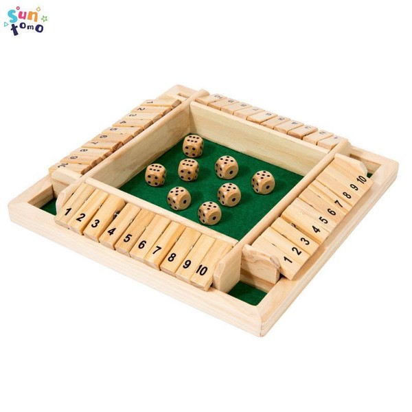 Shut The Box Dice Game, Wooden Board Table Math Game,