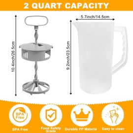 2 Pcs Mixing Pitcher for Drinks, 2 Quart/64oz Plastic Water Pitcher with Lid, Angled Plastic Blades and Adjustable Mixer Plunger for Juice, Tea, Milk, Beverage Container