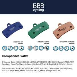 BBB Cycling Bike Disc Brake Pads 1x Pair of E-Bike Durable Disc Brake Pad High-Performance Compatible with Shimano, Tektro and Bengal Systems DiscStop E-Bike BBS-55E