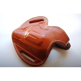 cal38 Handcrafted Leather Belt Holster for Colt Police Positive 38 Special (R.H) TAN Black