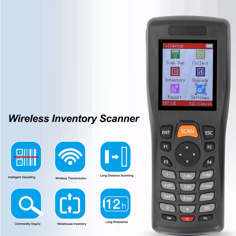 1D Barcode Scanner 2.4GHZ Wireless Data Collector Portable Inventory Scanner