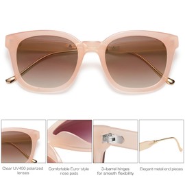 SOJOS Classic Square Polarized Sunglasses Womens Mens Retro Trendy UV400 Sunnies SJ2050, Pink/Bown