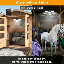 Solar Light for Shed with Constant On & Motion Activated Simple 2 Modes Tempered-glass Solar Panel with 267 LED Large Pendant Lamp Outdoor Indoor for Garage Shop Barn Gazebo Coop Home Day & Night Use