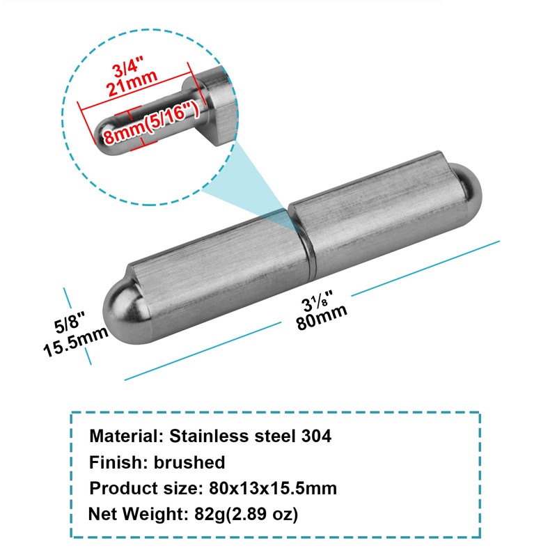 MOUNTAIN_ARK 10 Pack 3" x 5/8" Weld On Bullet Hinges,