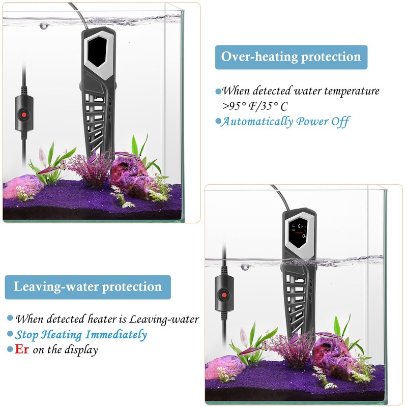HITOP 800W Titanium Aquarium Heater: Digital Fish Tank Heater with