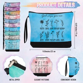 Kacctyen 40 Pcs Christian Mother's Day Gifts 10 Colors Motivational Quotes Makeup Bag Inspirational Compact Mirror Christian Cosmetic Bag with Zipper Religious Pocket Mirror for Women Church Gift