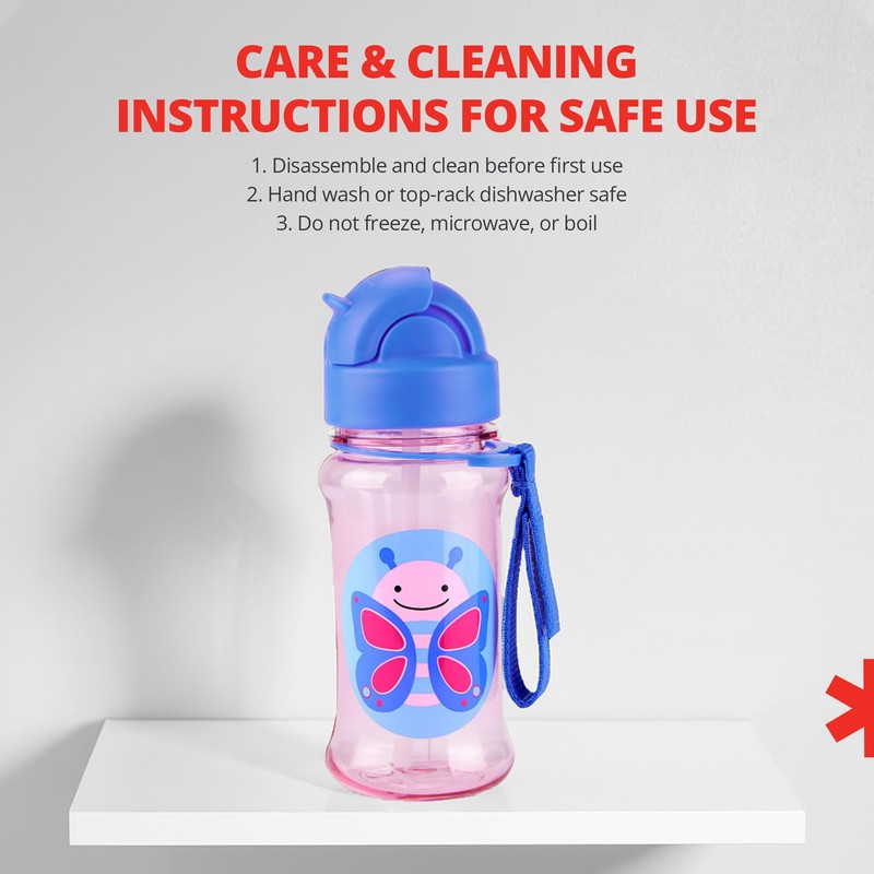 Skip Hop Zoo Tritan Renew Straw Bottle, Raccoon