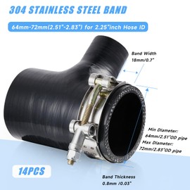 SEKSUALA 14Pack 2.25" T Bolt Hose Clamps - 304 Stainless Steel Turbo Intake Clamp for Turbo Tubes, Intercooler Pipes, Heavy Duty Radiator Hose Clamps Adjustable Range 64mm-72mm for 2.25" Hose ID