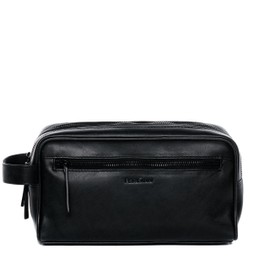 FEYNSINN Berlin FRIIS Men's Toiletry Bag Made of Premium Leather I Wash Bag for Men I Toiletry Bag Black Handmade, black, Toiletry bag