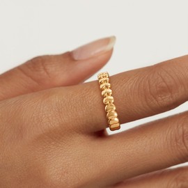 LADYGD Gold Rings for Women Trendy 14K Gold Plated Dainty Heart Band Stackable Chunky Rings Minimalist Finger Jewelry Gifts - Size 8